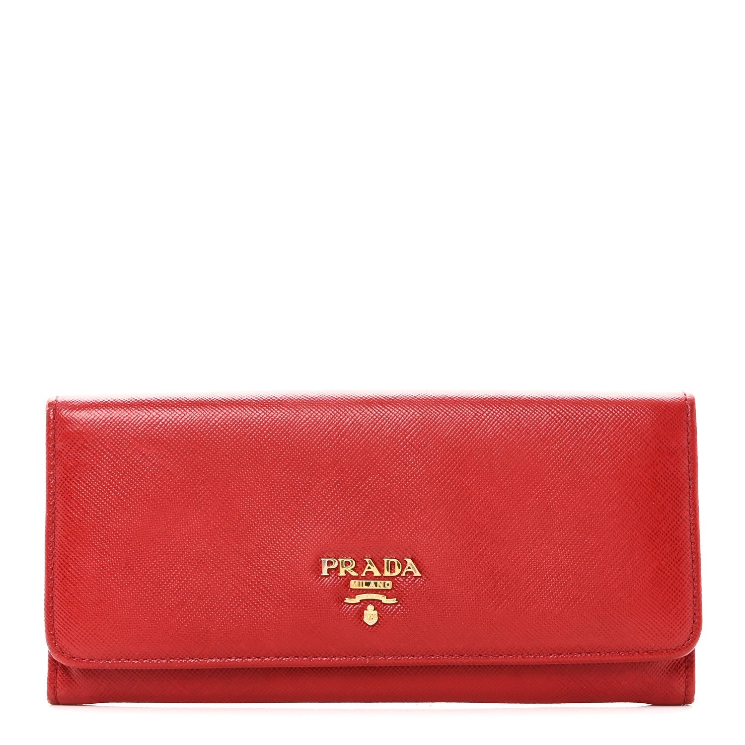 Prada Saffiano Metal Continental Flap Wallet Fuoco