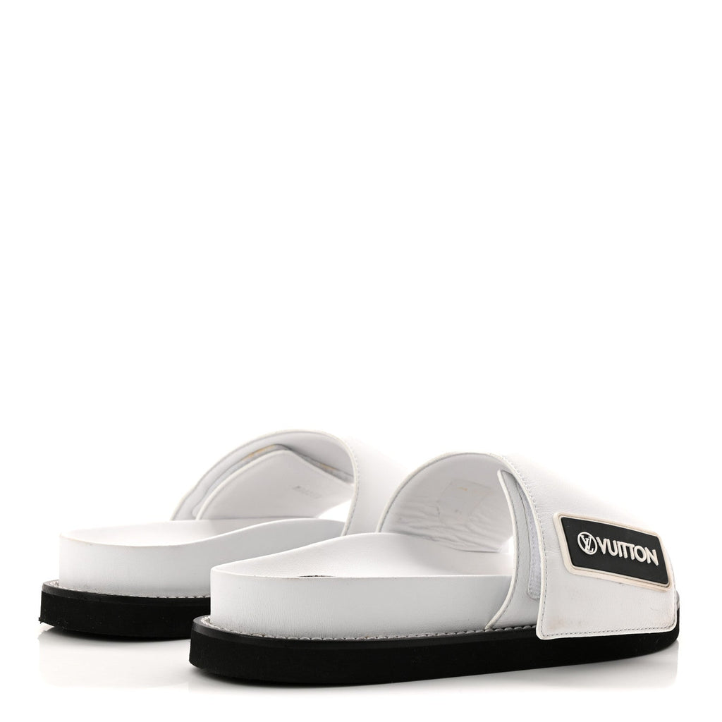 Louis Vuitton Calfskin Sunset Flat Mule Sandals 39 White