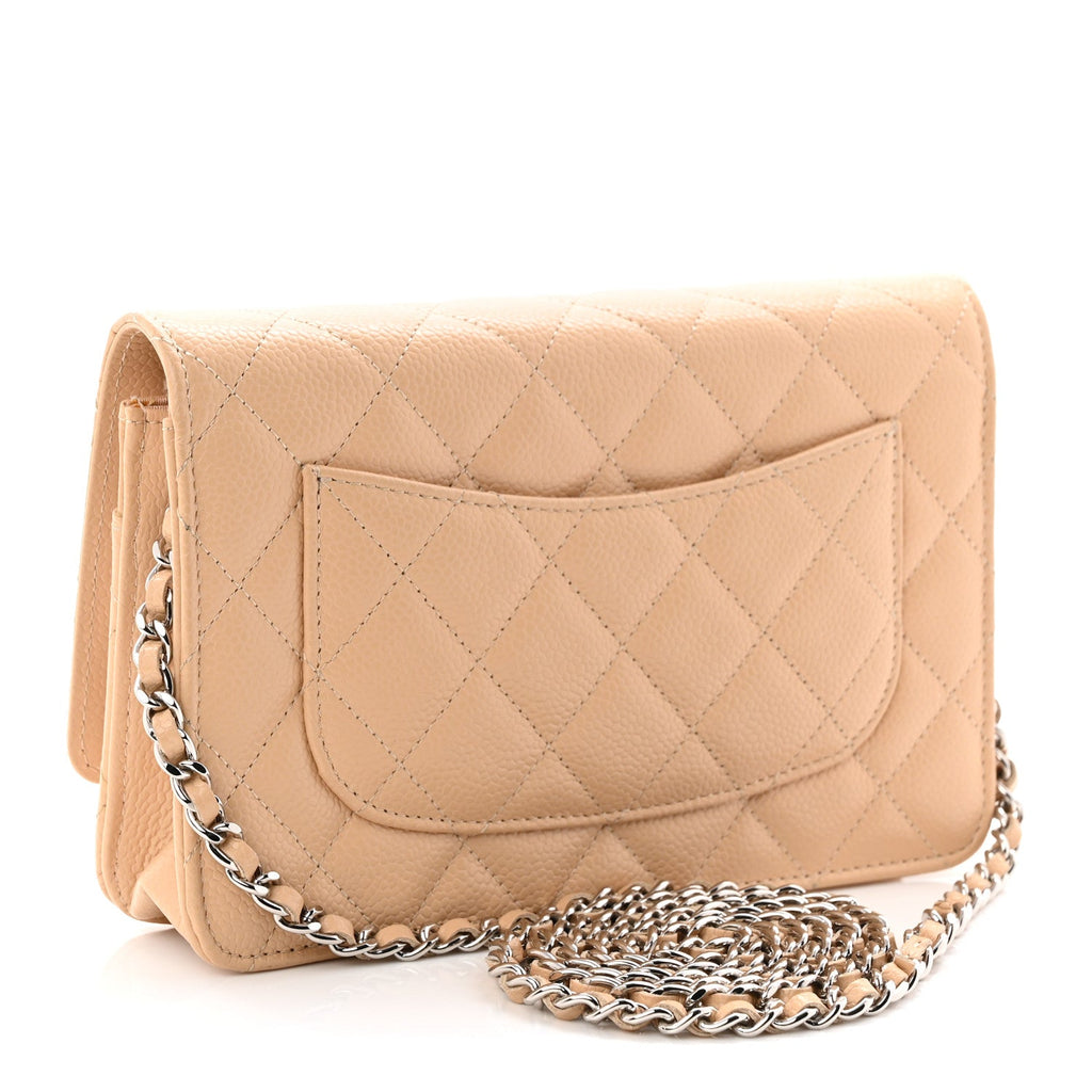 Chanel Caviar Quilted Wallet on Chain WOC Beige