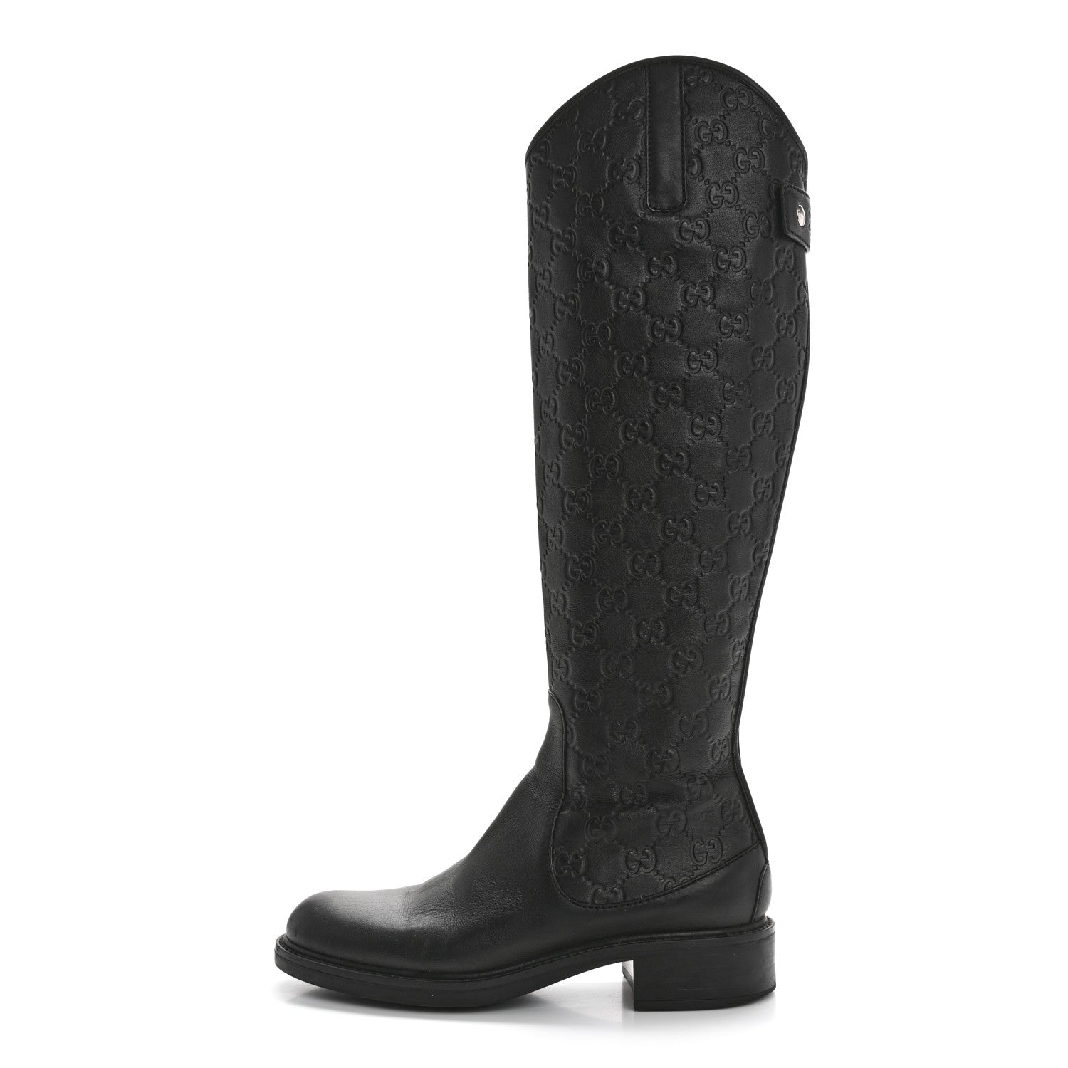 Gucci Guccissima Calfskin Miro Soft Knee High Riding Boots 35 Black