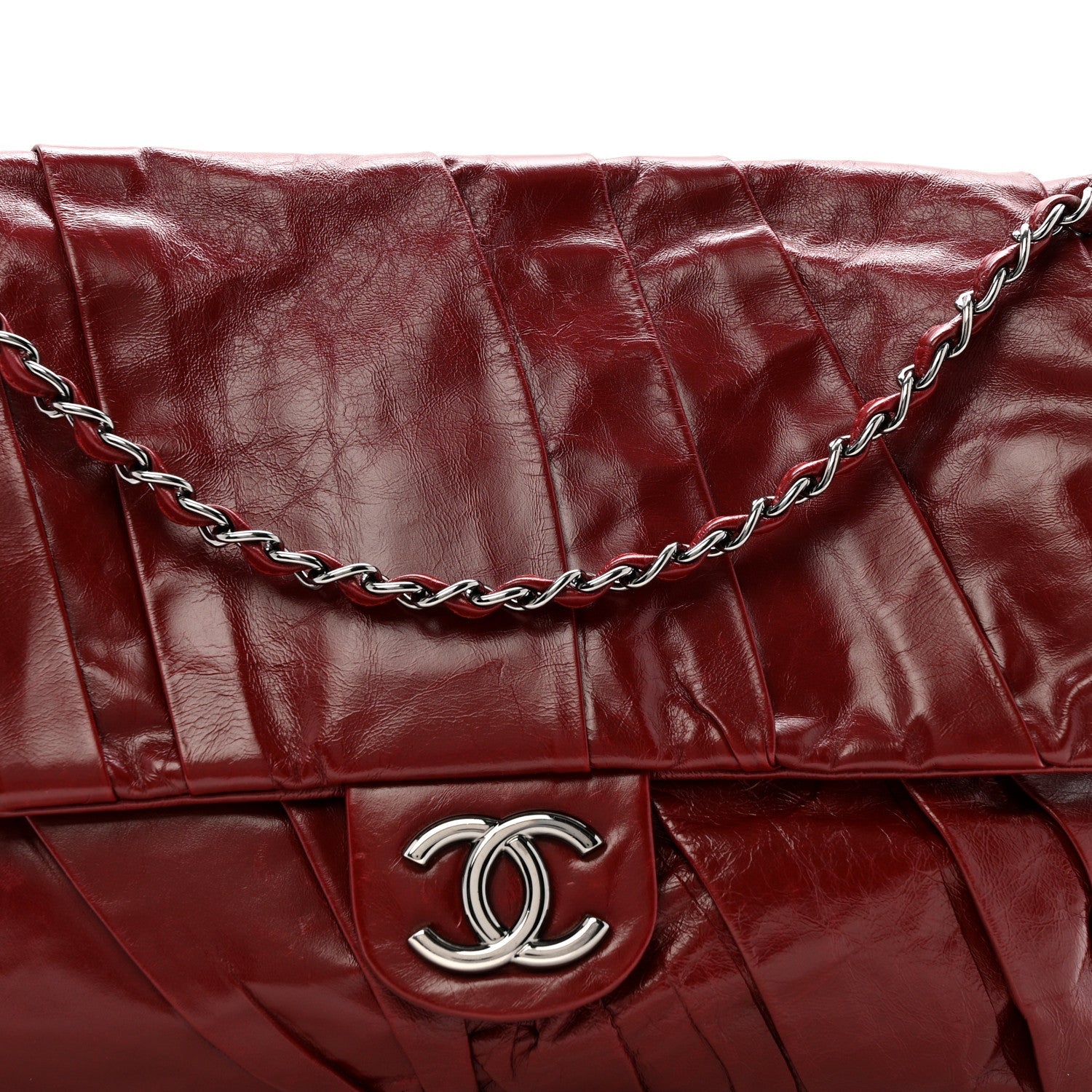 Chanel Glazed Calfskin Twisted Maxi Flap Red