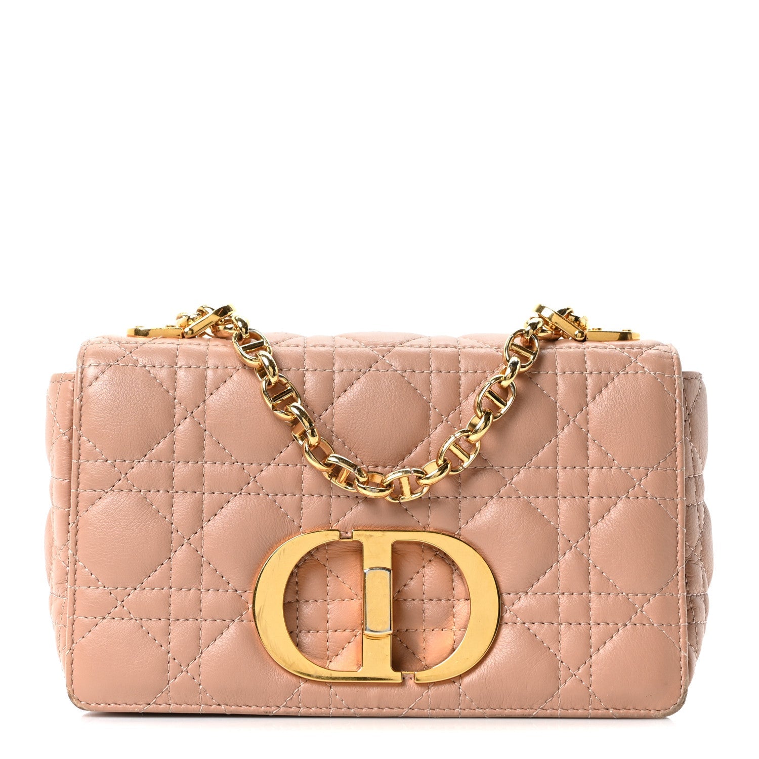 Christian Dior Calfskin Cannage Small Caro Bag Rose De Vents