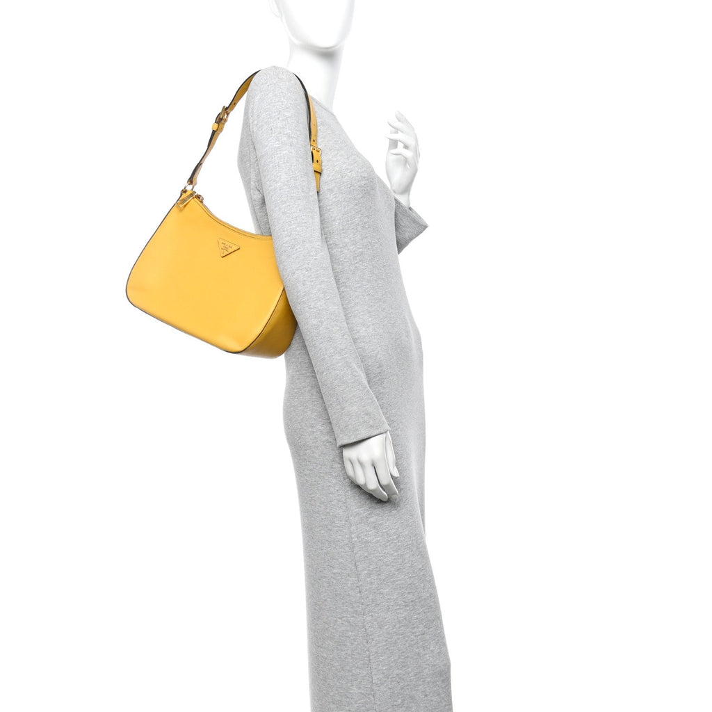 Prada Saffiano Lux Shoulder Bag Soleil