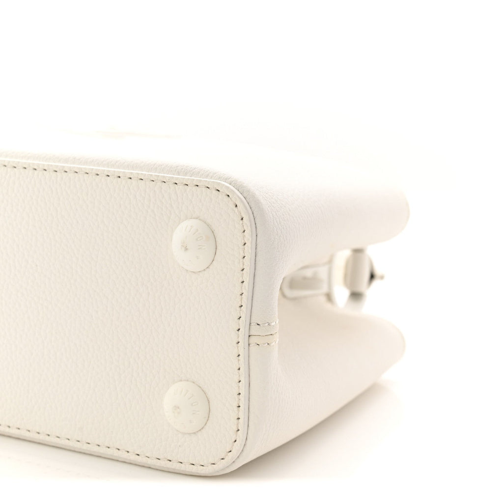 Louis Vuitton Taurillon Capucines East West MM Optic White