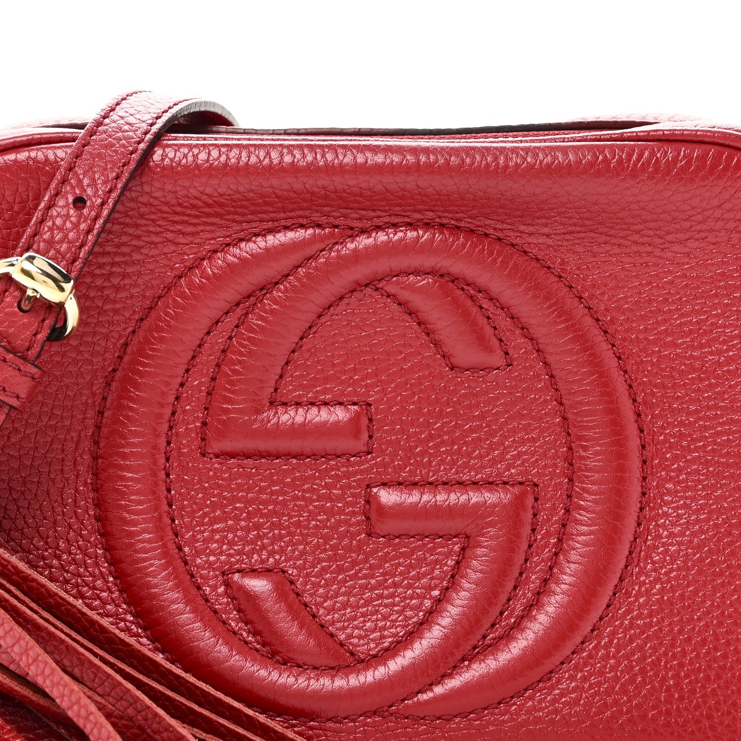 Gucci Pebbled Calfskin Small Soho Disco Bag Tabasco Red