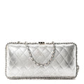 Chanel Metallic Lambskin Small Chain Around Clutch Silver
