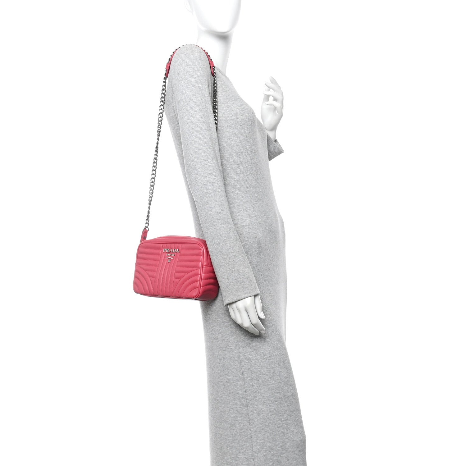 Prada Soft Calfskin Diagramme Camera Bag Peonia