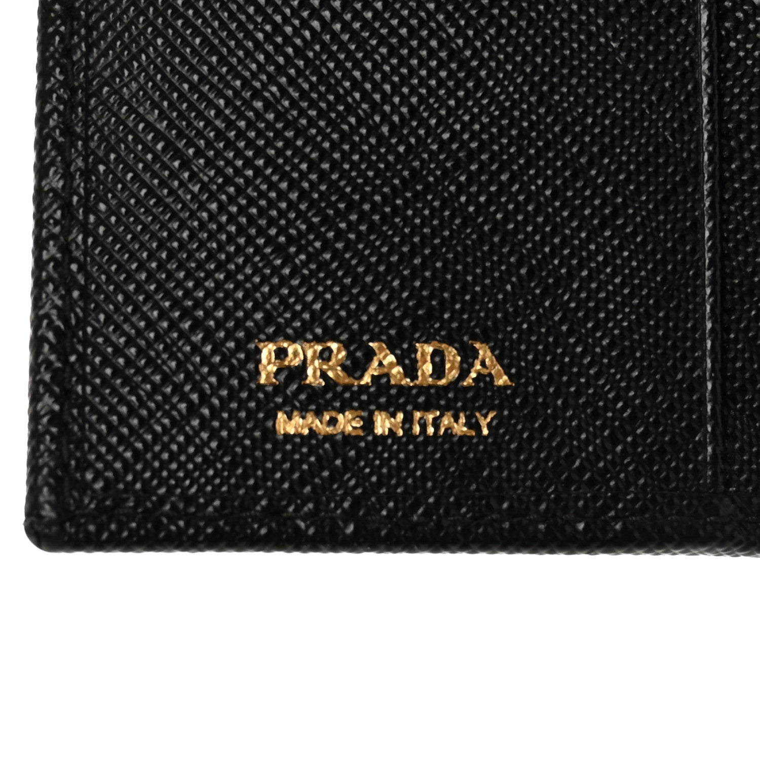 Prada Saffiano Small Triangle Bi-Fold Wallet Black