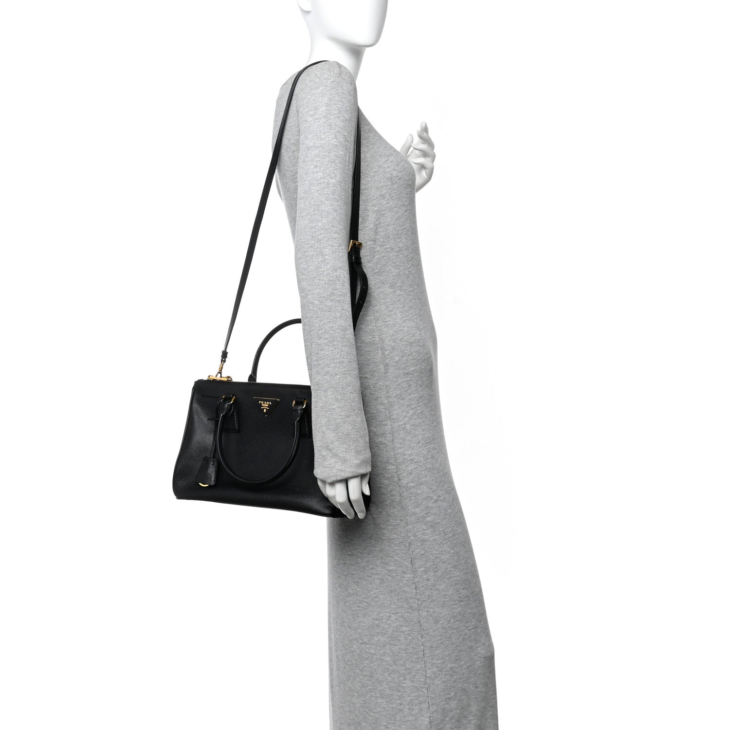 Prada Saffiano Small Galleria Double Zip Tote Black