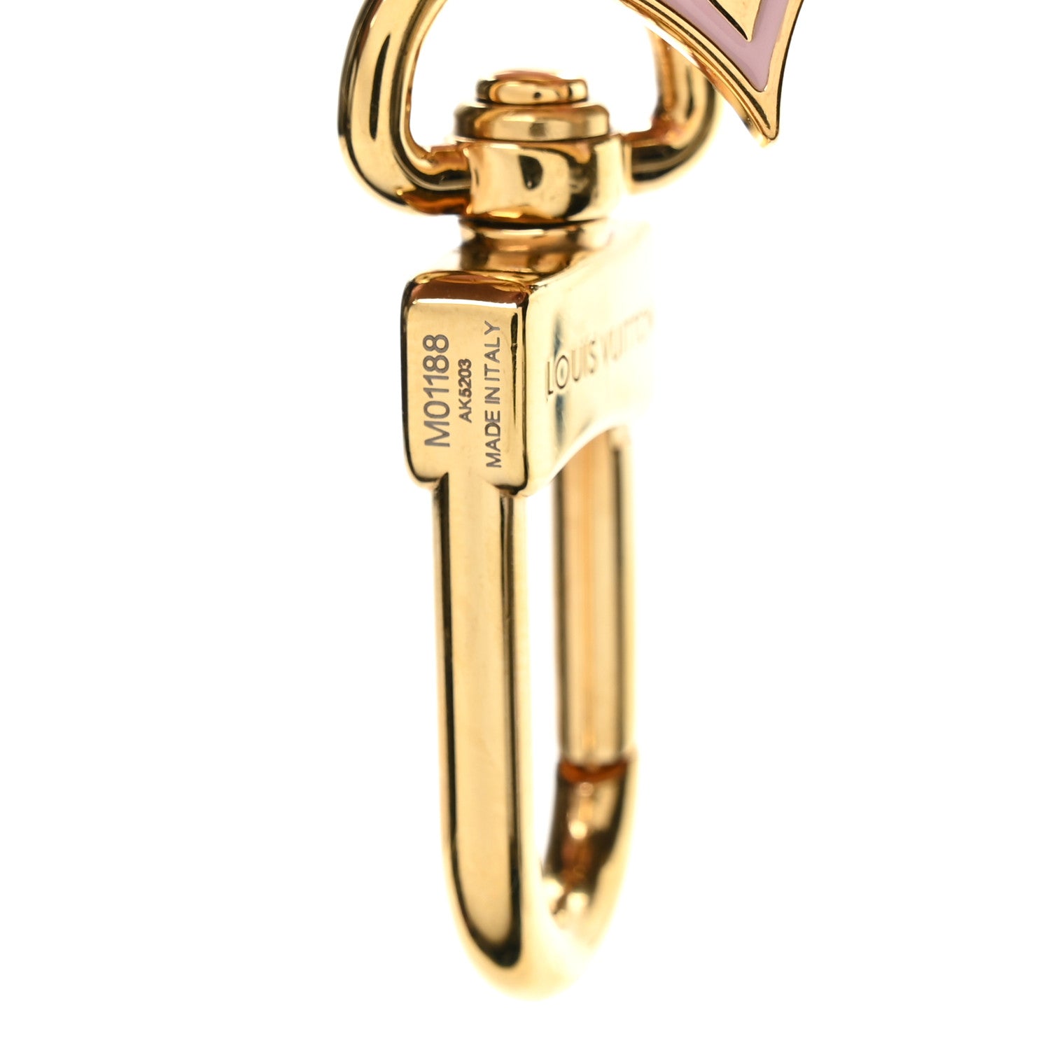 Louis Vuitton Brass Enamel Fleur De Monogram Bag Charm Chain Gold