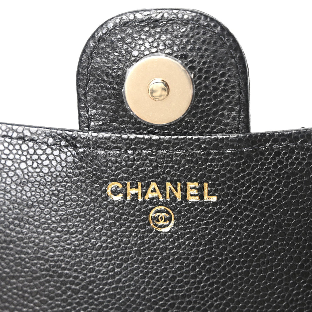 Caviar Quilted Flap Phone Holder With Chain Black