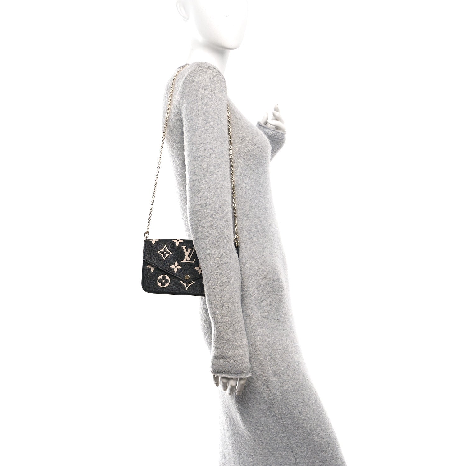 Louis Vuitton Empreinte Monogram Giant Felicie Pochette Black Beige