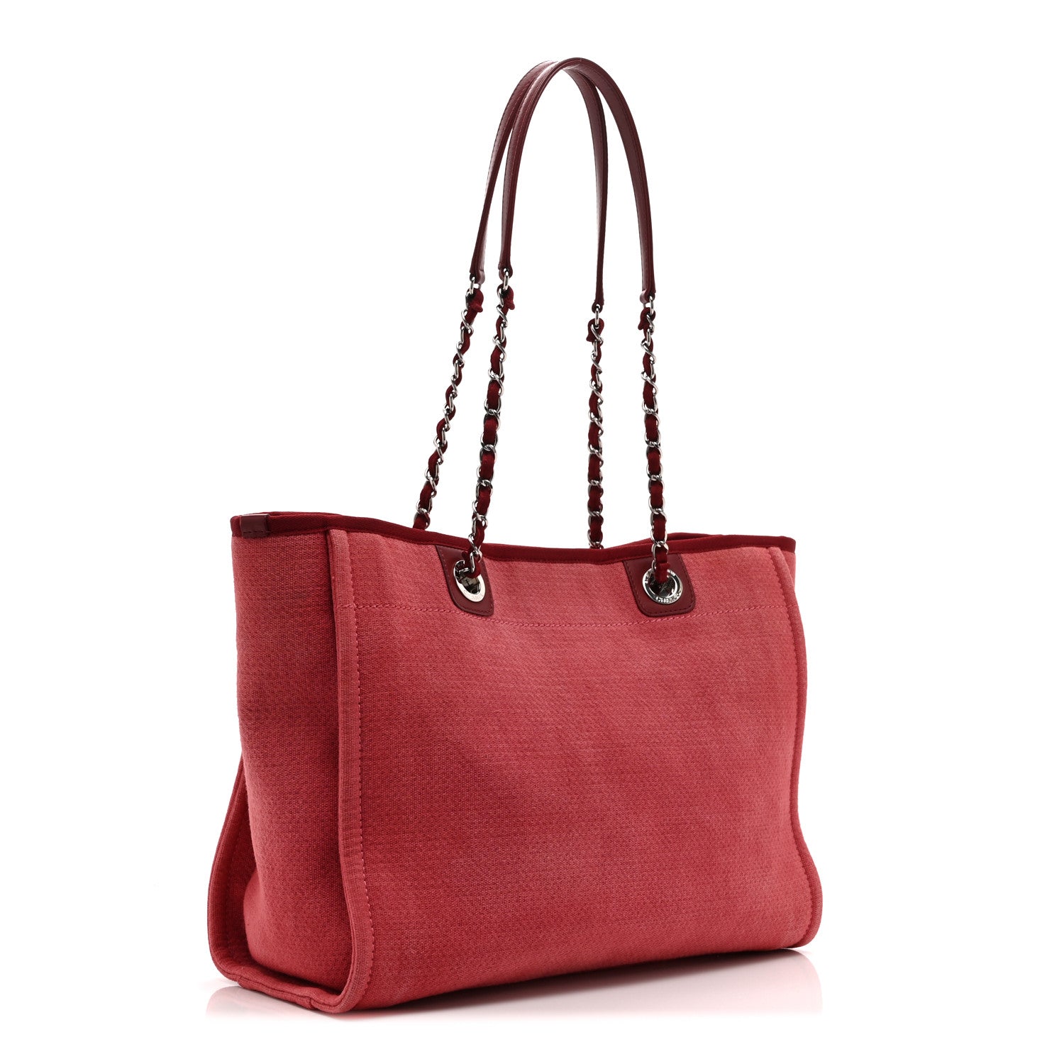 Chanel Canvas Small Deauville Tote Red