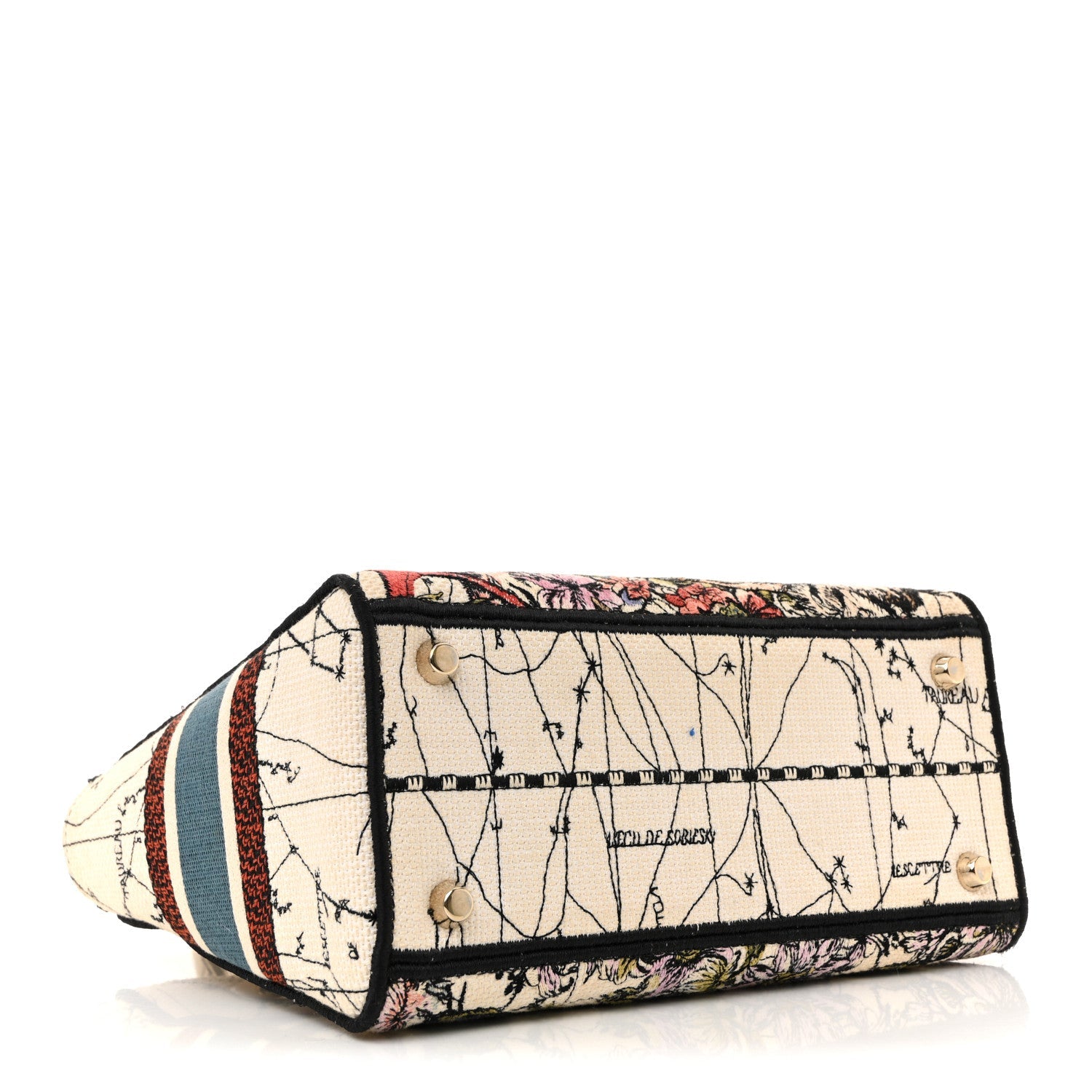 Christian Dior Canvas Constellation Embroidered Medium Lady D-Lite Latte Multicolor