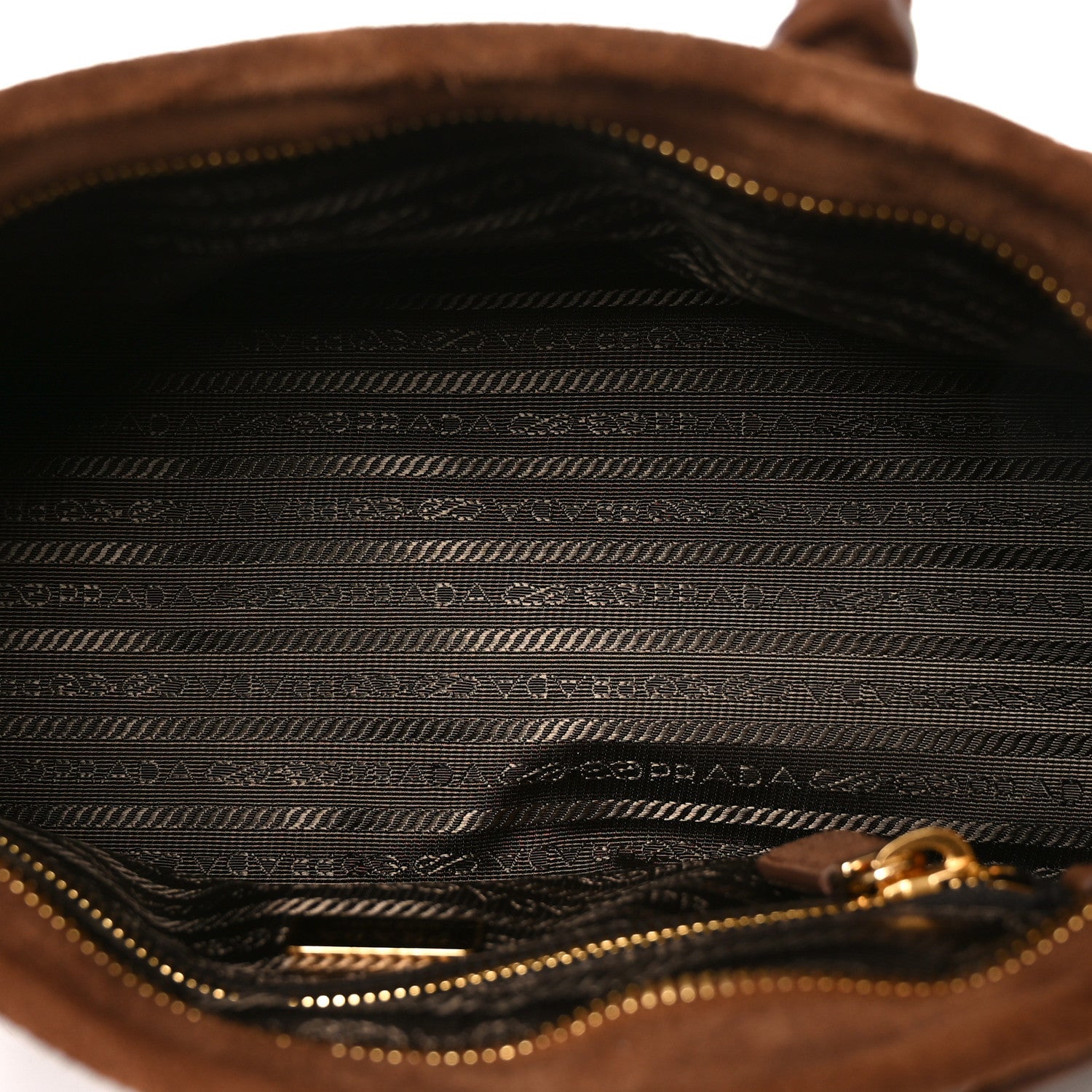 Prada Suede Triangle Medium Bonnie Shoulder Bag Cacao