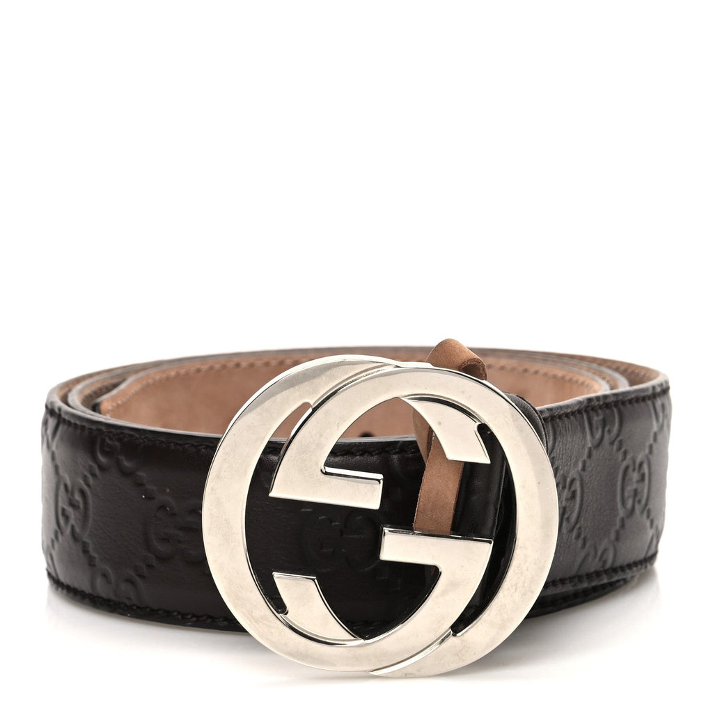 Gucci Calfskin Interlocking G Belt 95 38 Dark Brown