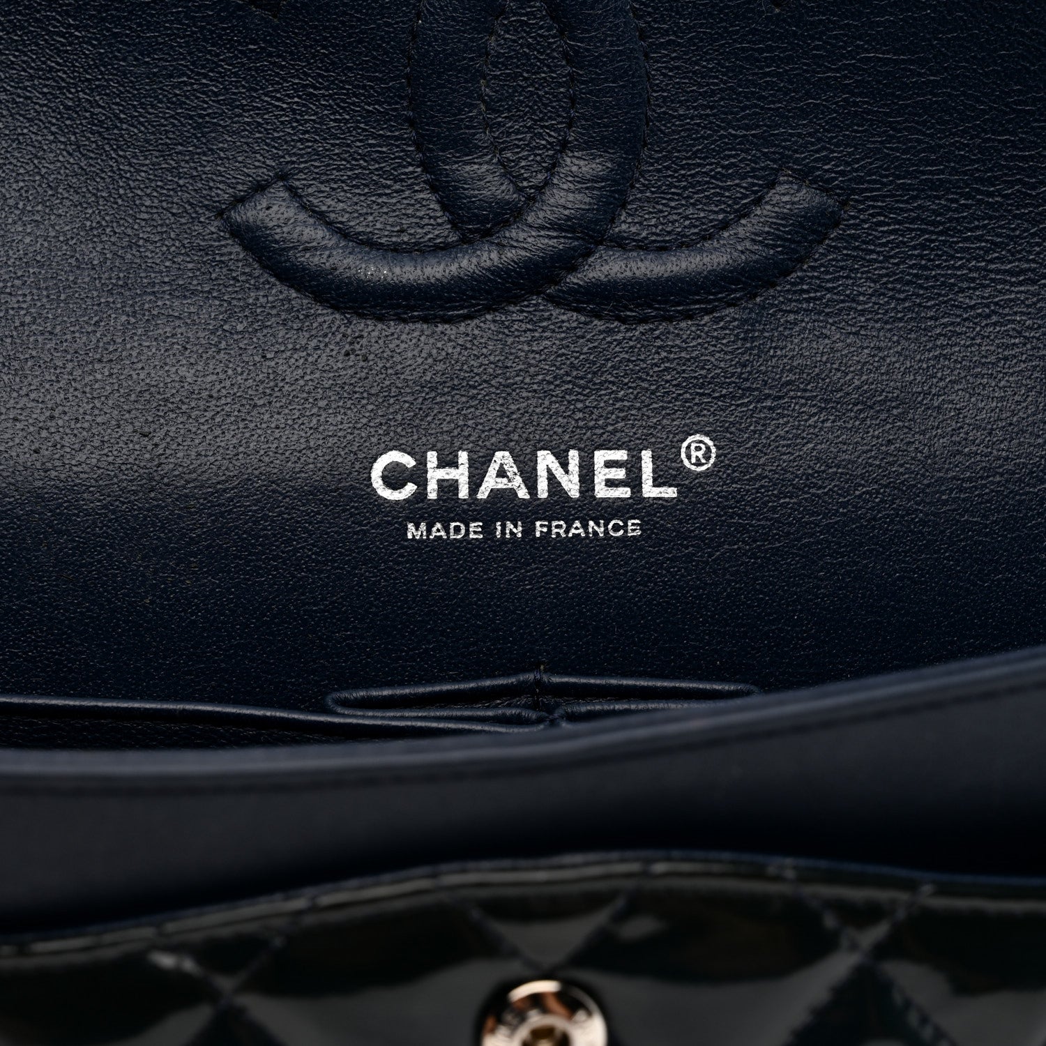 Chanel Patent Quilted Medium Double Flap Blue