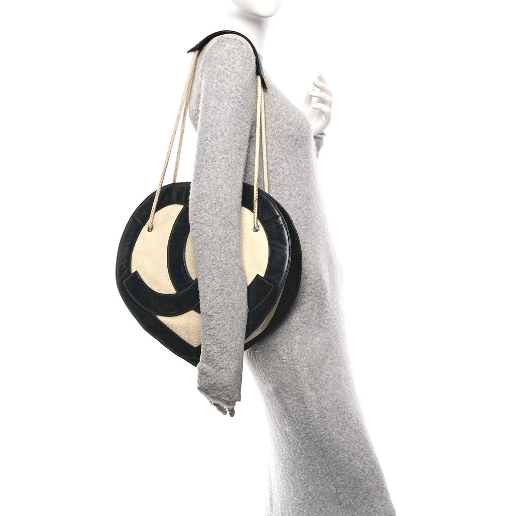 Chanel Patent Terry Cloth CC Heart Shoulder Bag Black