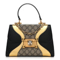 Gucci GG Supreme Monogram Small Osiride Top Handle Bag Black Gold