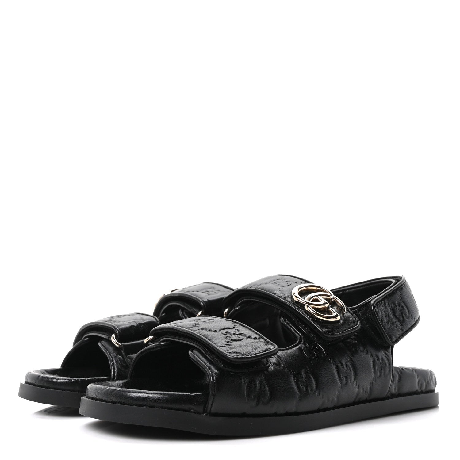 Gucci Guccissima GG Embossed Womens Sandals 37 Black