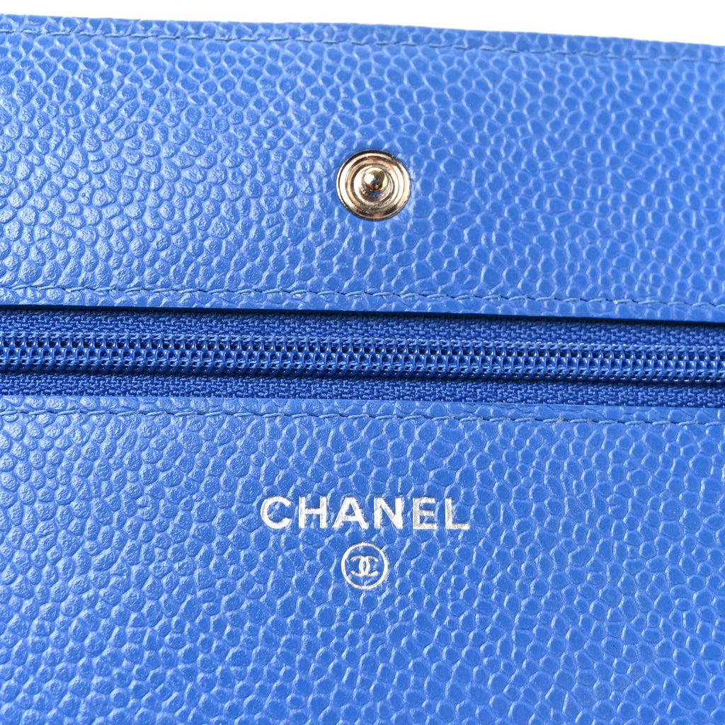 Chanel Caviar Quilted Wallet on Chain WOC Blue