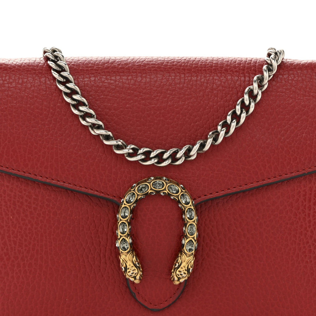 Gucci Calfskin Mini Dionysus Chain Wallet Hibiscus Red
