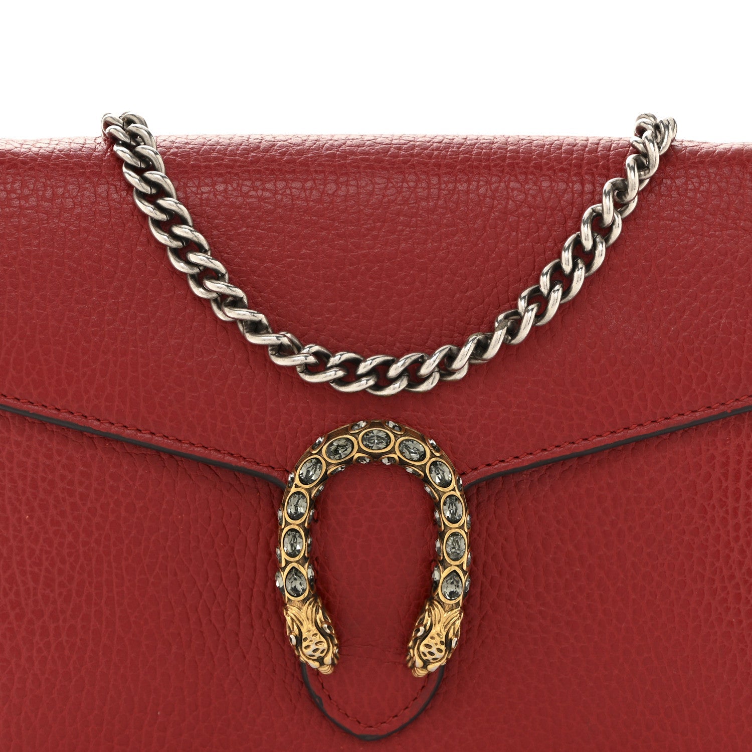 Gucci Calfskin Mini Dionysus Chain Wallet Hibiscus Red