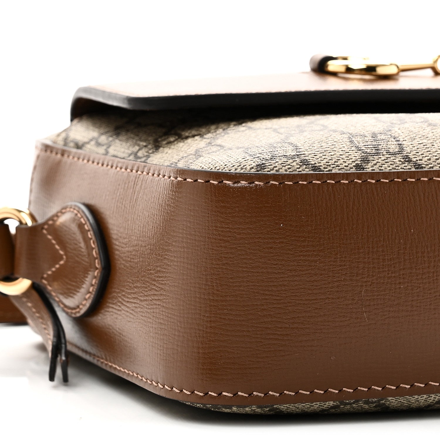 Gucci GG Supreme Monogram Small Horsebit 1955 Shoulder Bag Beige Brown Sugar
