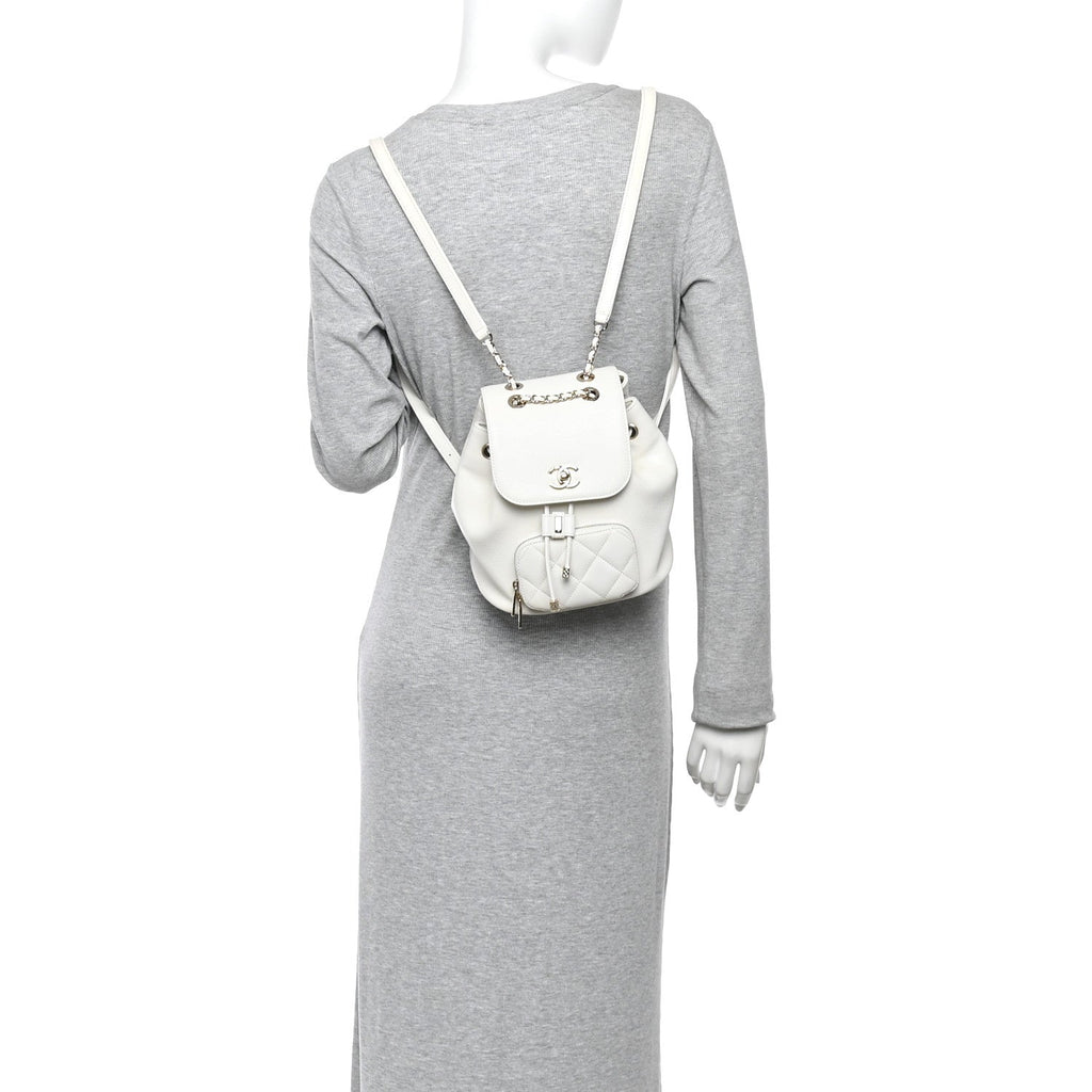 Chanel Caviar Quilted Mini Business Affinity Backpack White