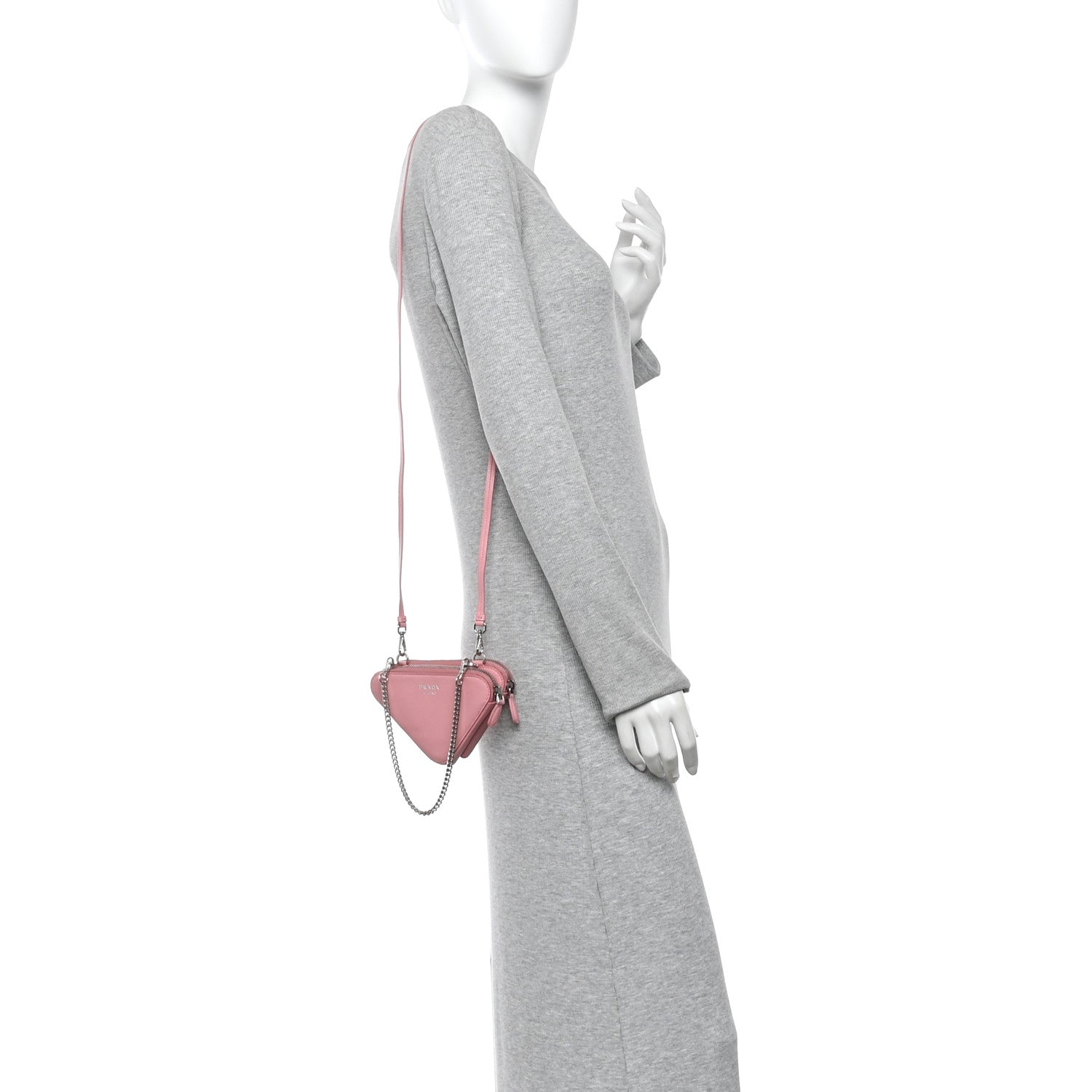 Prada Saffiano Mini Triangle Crossbody Pouch Petalo