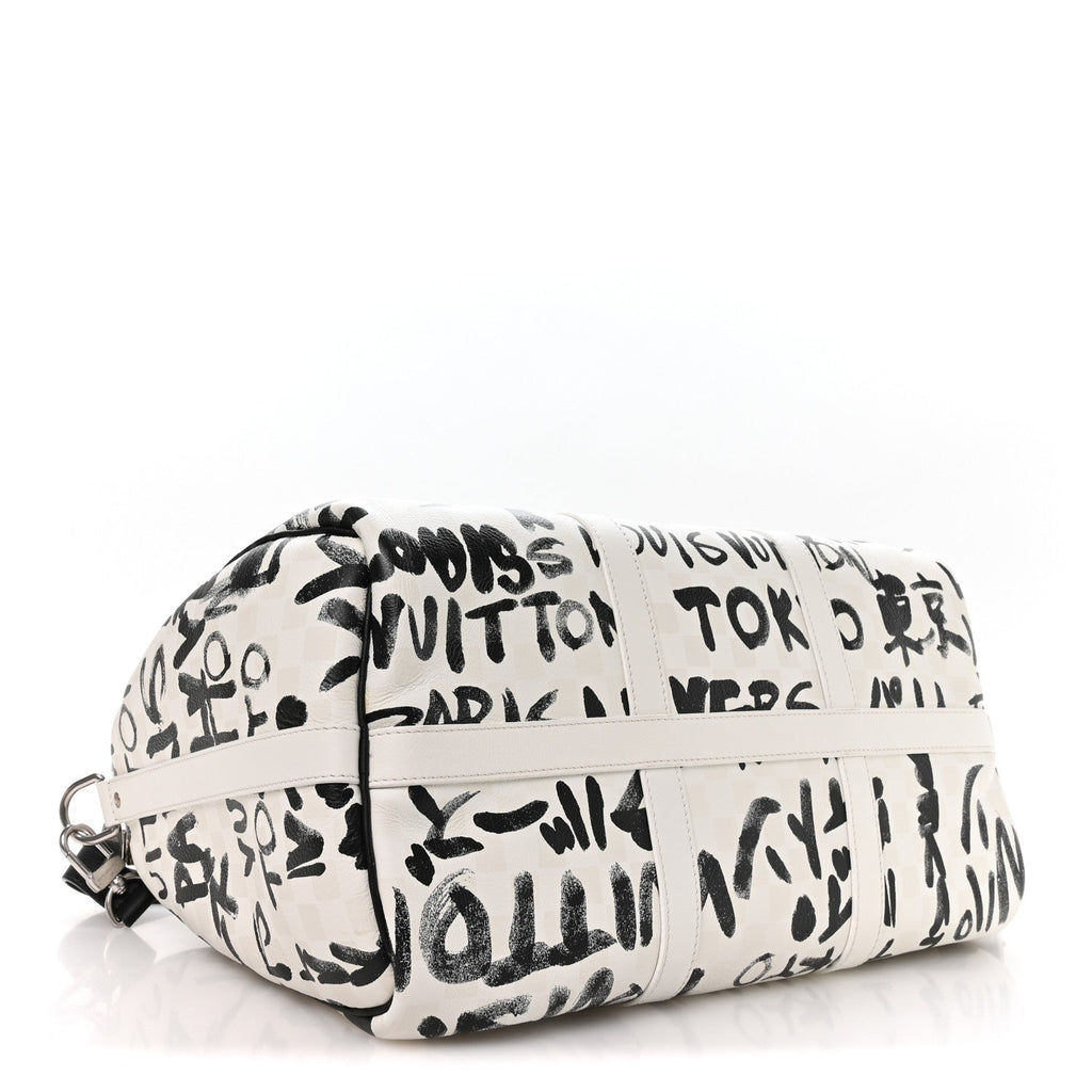 Louis Vuitton Cowhide Damier LV Dynasty Keepall Bandouliere 50 White Black