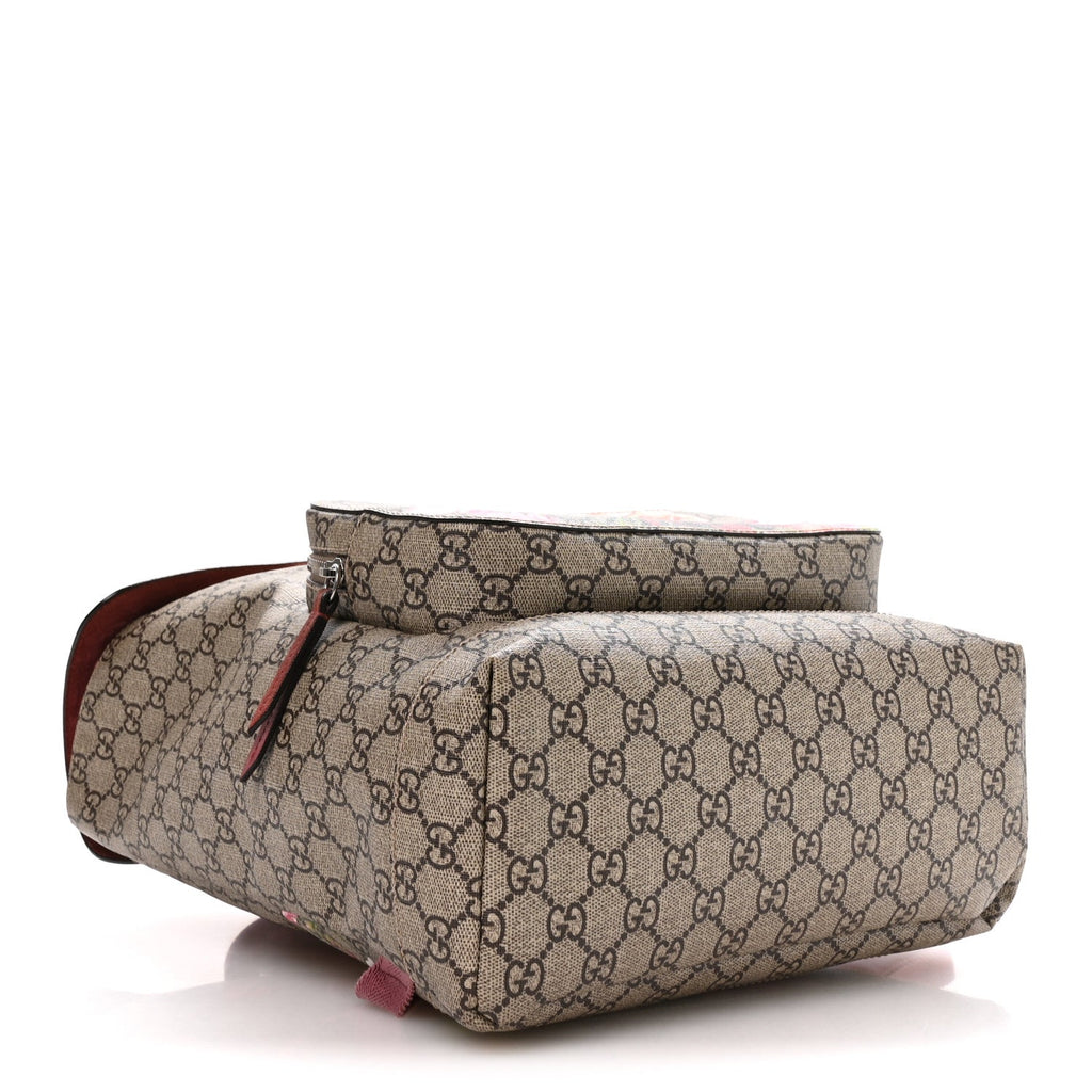 Gucci GG Supreme Monogram Blooms Medium Single Buckle Backpack Beige Multicolor Dry Rose