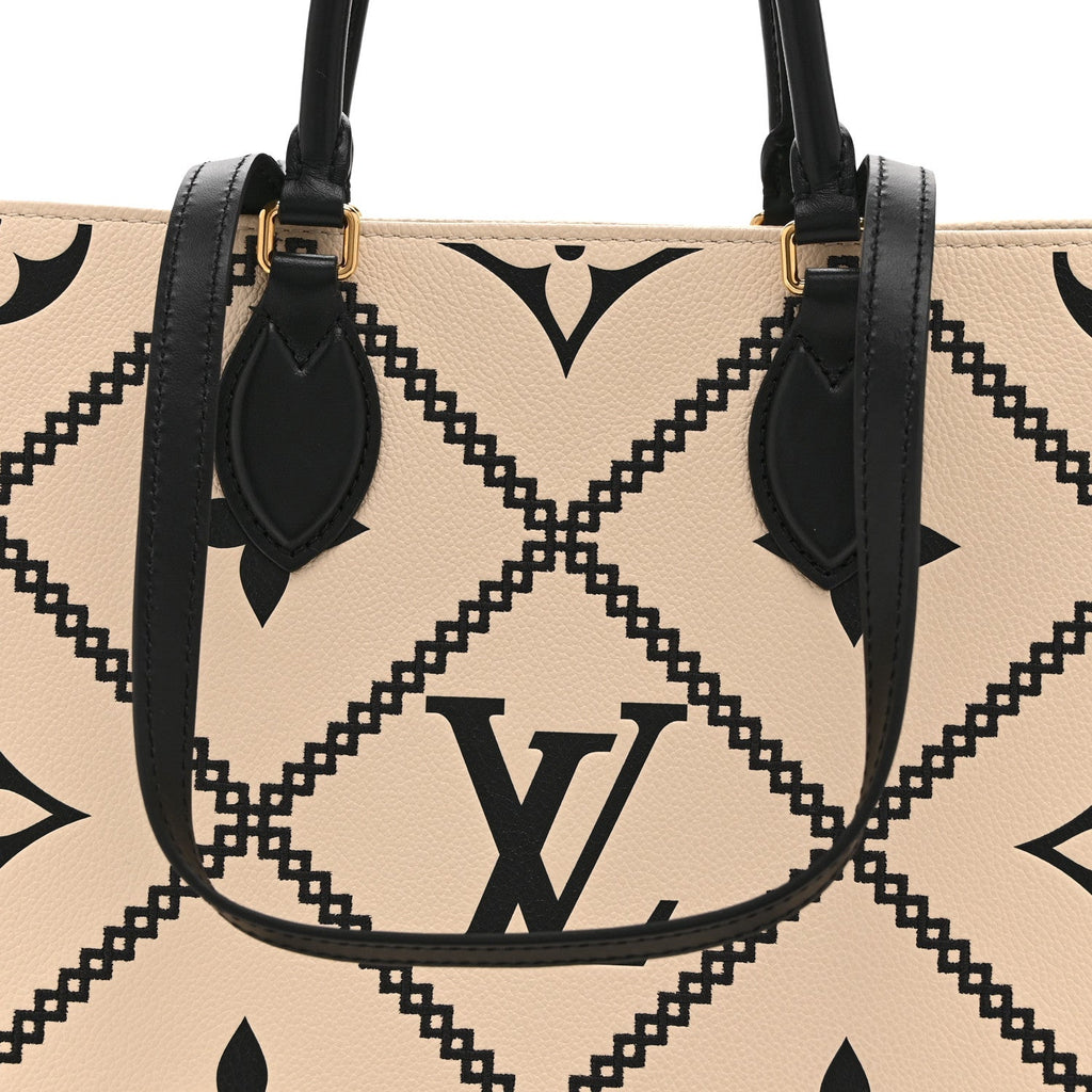 Louis Vuitton Empreinte Monogram Giant Broderies Onthego MM Cream Black