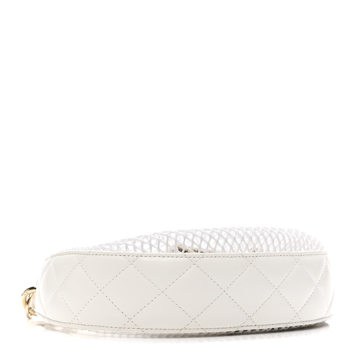 Chanel Mesh Shiny Lambskin Chain Hobo White