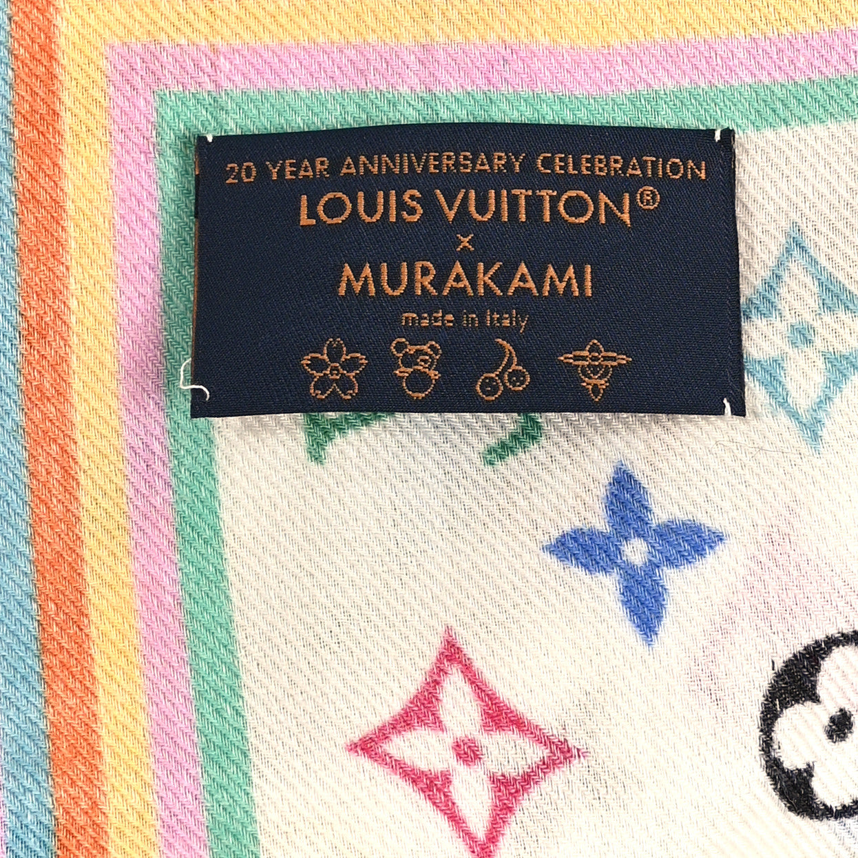 Louis Vuitton LV X TM Wool Silk Monogram Multicolor Shawl White