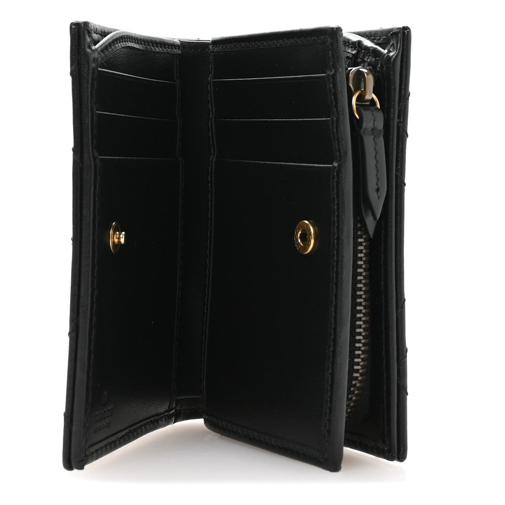 Gucci Calfskin Matelasse GG Marmont Card Case Wallet Black