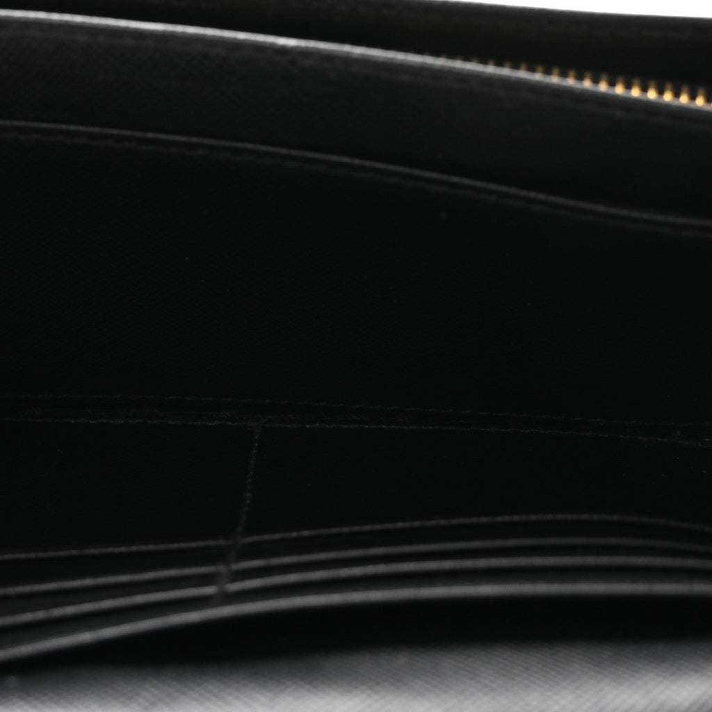 Prada Saffiano Metal Continental Flap Wallet Black