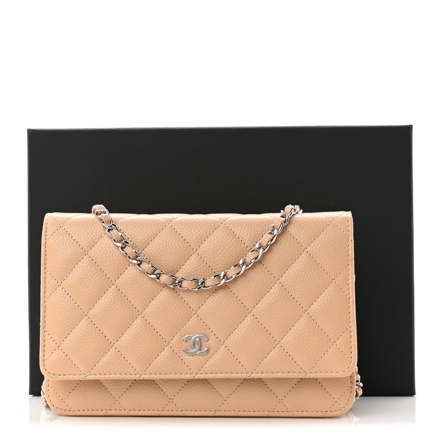 Chanel Caviar Quilted Wallet on Chain WOC Beige