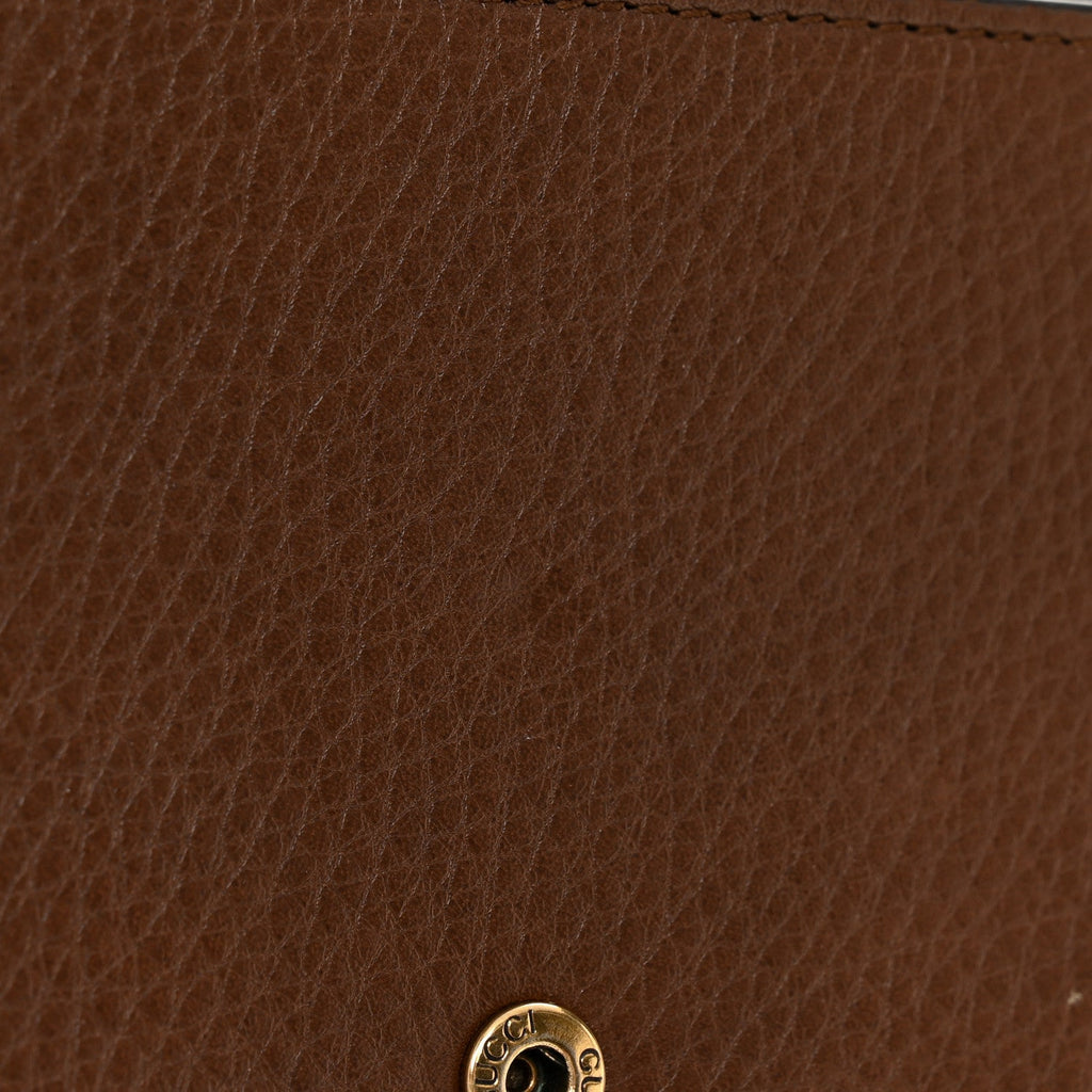 Gucci Cellarius Calfskin GG Marmont Chain Wallet Nut Brown