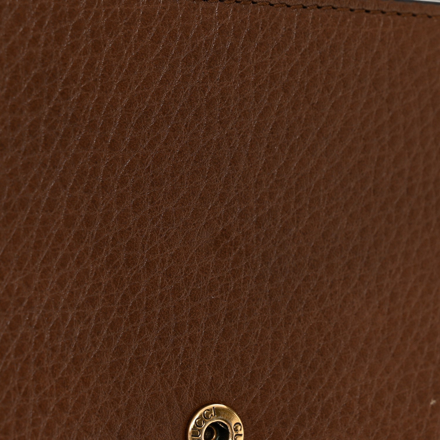 Gucci Cellarius Calfskin GG Marmont Chain Wallet Nut Brown
