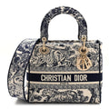 Christian Dior Toile De Jouy Embroidered Medium Lady D-Lite Blue