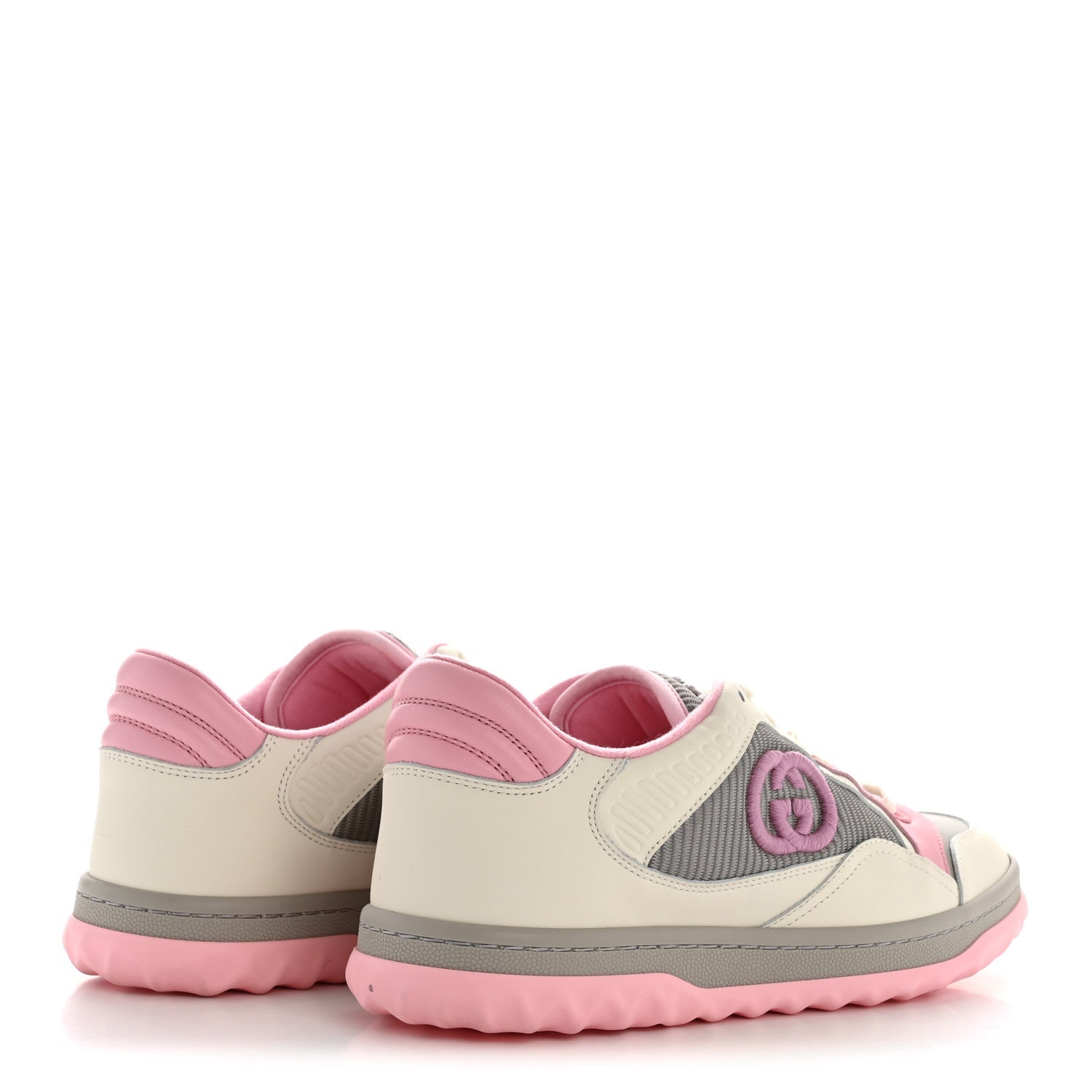 Gucci Dali Soft Calfskin Womens Mac80 Sneakers 38.5 Off White Grey Sky Light Rose