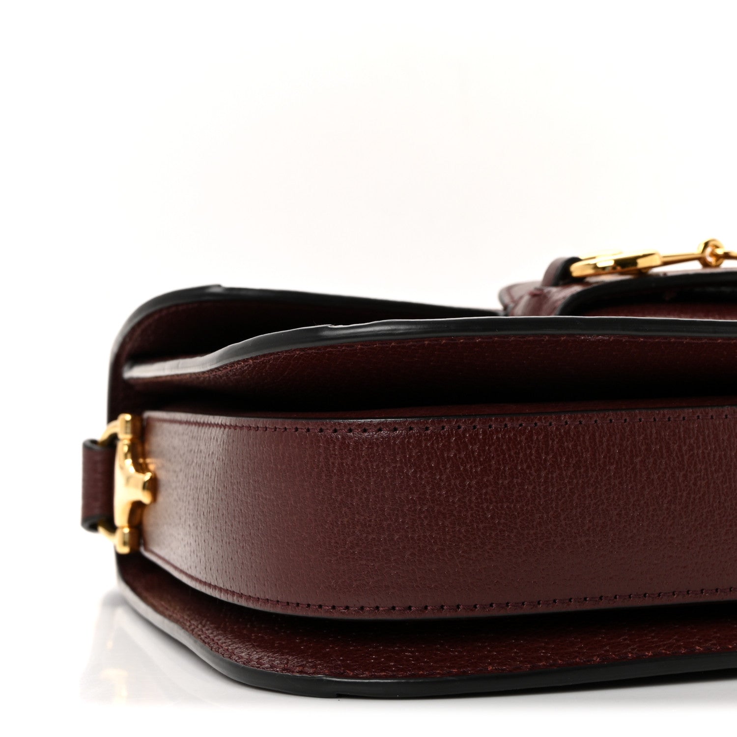 Gucci Monogram Textured Dollar Calfskin Horsebit 1955 Shoulder Bag Sahara Rubino Chardonnay