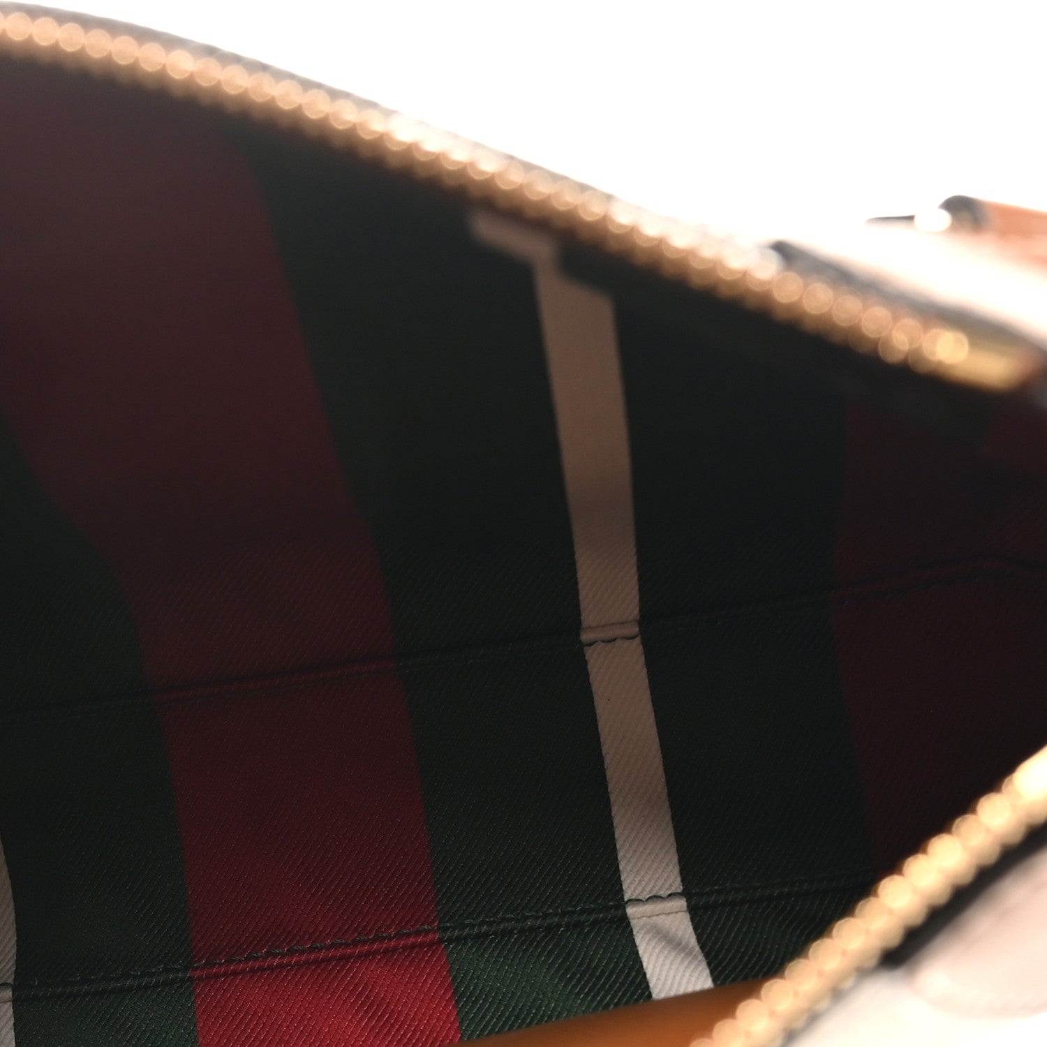 Gucci GG Supreme Monogram Textured Calfskin Small Emblem Shoulder Bag Beige Dark Brown