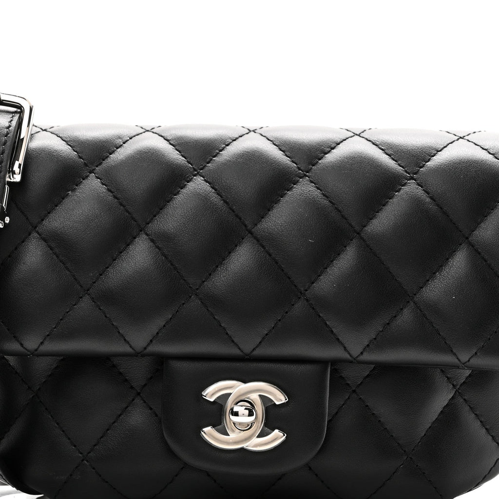 Chanel Calfskin Quilted CC Uniform Flap Belt Bag Black