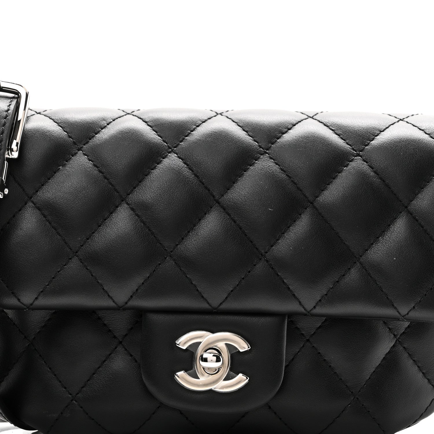 Chanel Calfskin Quilted CC Uniform Flap Belt Bag Black
