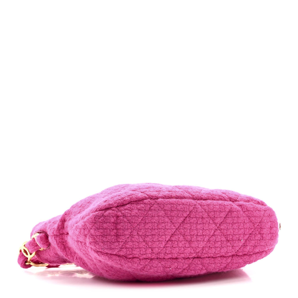 Chanel Cashmere Tweed Quilted CC Links Hobo Fuchsia