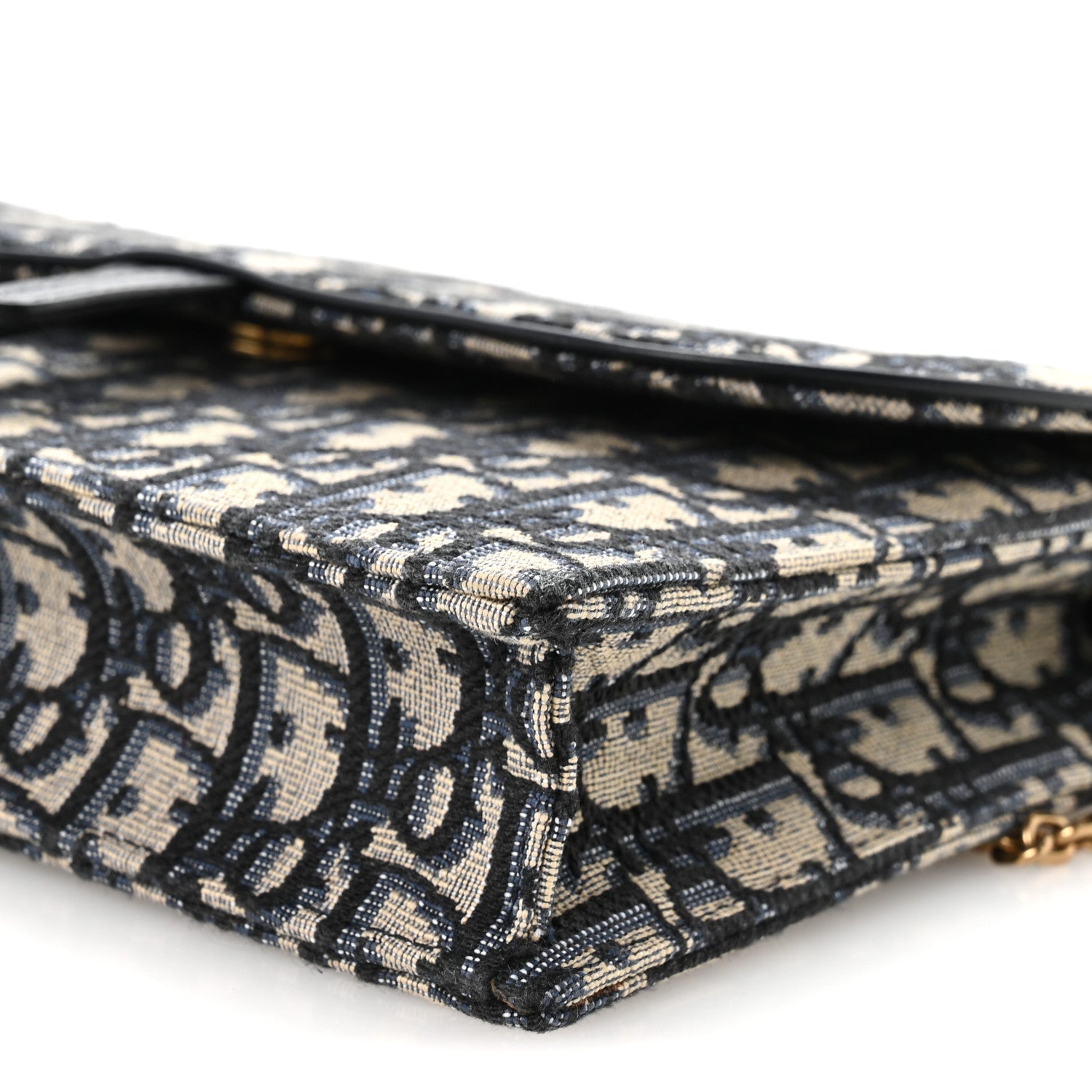 Christian Dior Oblique Saddle Chain Pouch Blue