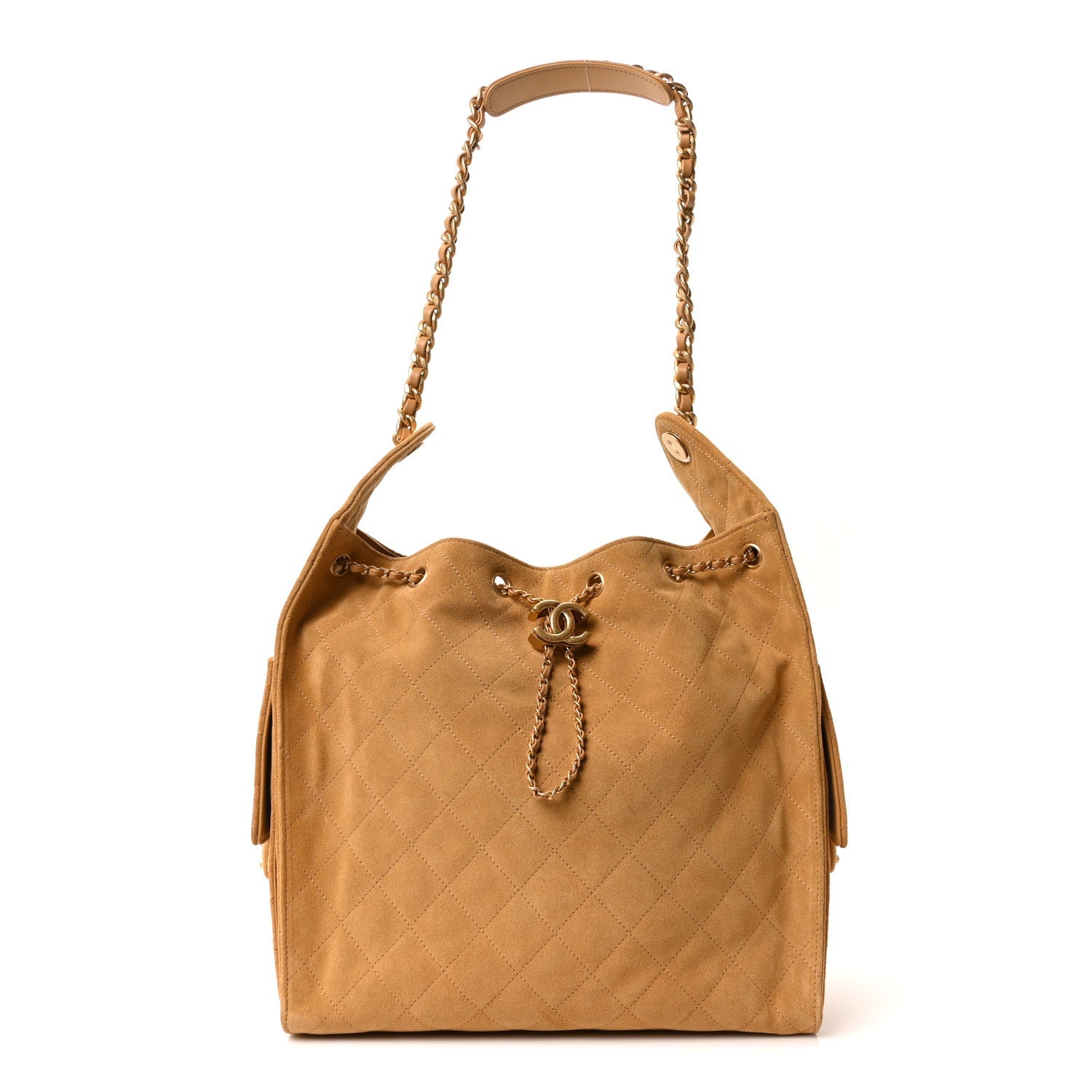 Chanel Suede Quilted Medium Chanel 25 Handbag Beige