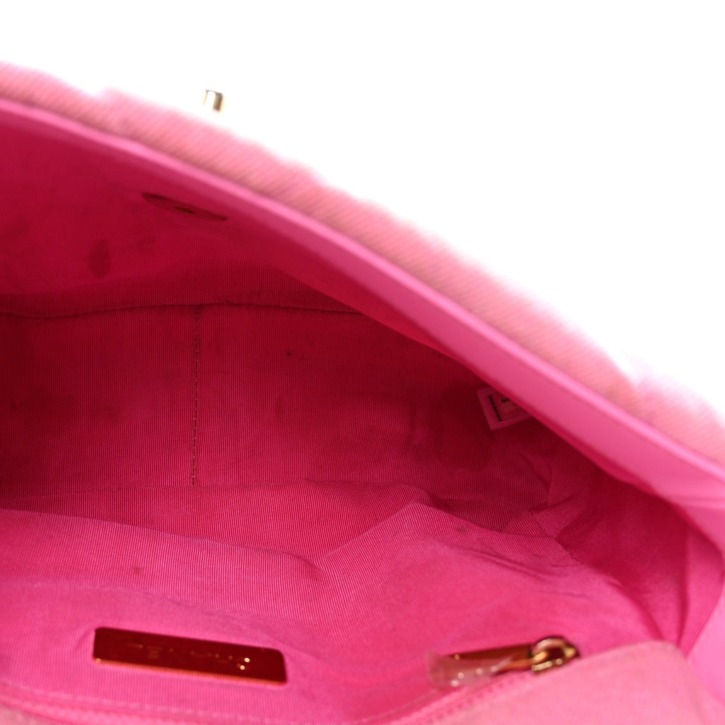 Chanel Denim Quilted Medium Chanel 19 Flap Neon Pink